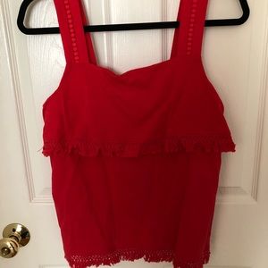 Red J-crew shirt. Fringe. Size small